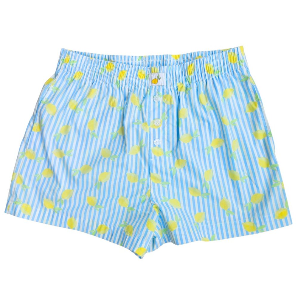 NWT Happily Grey Lemon Stripe Boxer Shorts - Size Small